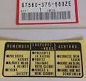 1978 Honda 750 gas tank label
